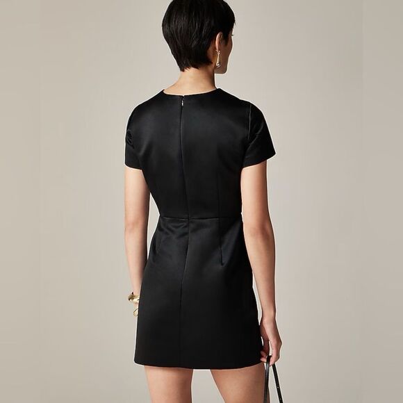NWT J CREW Collection A-line mini dress in duchesse satin in black - Picture 4 of 6